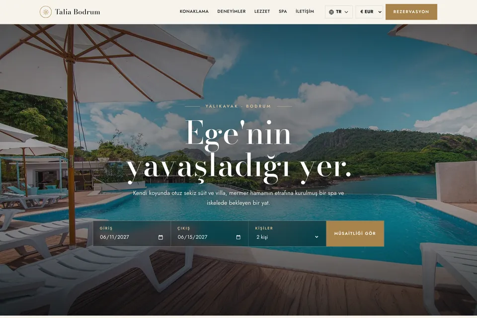 Talia Bodrum örnek temasının ana sayfası